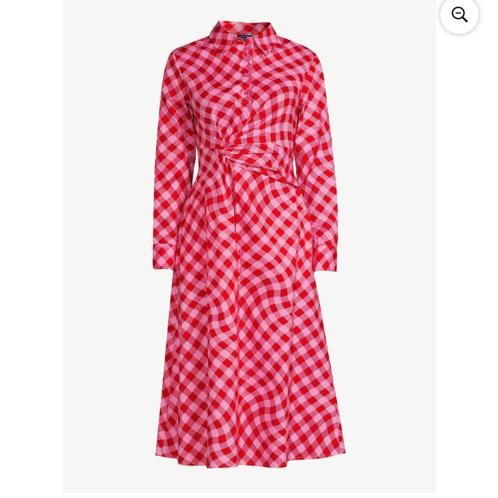EUC Scoop Women's Side Knot Poplin Midi Shirt Dress Size Large 12-14 w/Pockets - Picture 4 of 13
